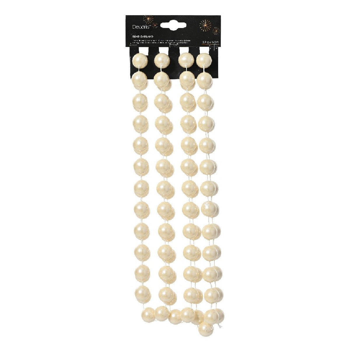 Decoris XXL Bead Garland 2.7m Shiny Pearl - XMAS BAUBLES - Beattys of Loughrea