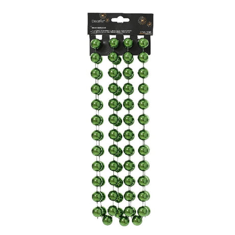 Decoris XXL Bead Garland 2.7m Shiny Pine Green - XMAS BAUBLES - Beattys of Loughrea