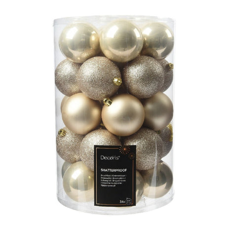 Decoris Assorted 8cm Pearl Baubles 34 Pack - XMAS BAUBLES - Beattys of Loughrea