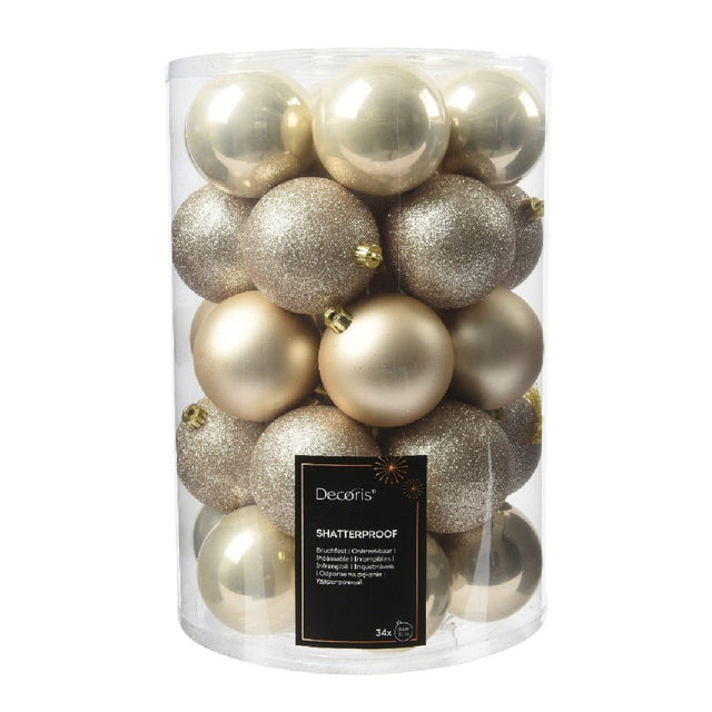 Decoris Assorted 8cm Pearl Baubles 34 Pack - XMAS BAUBLES - Beattys of Loughrea