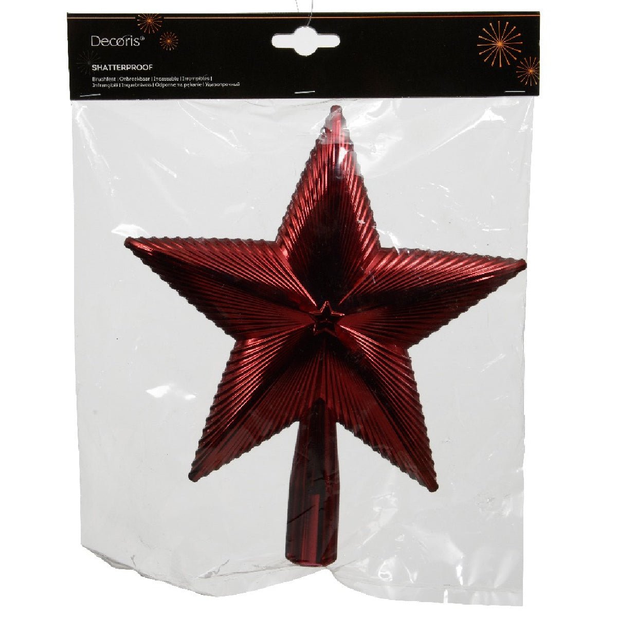 Decoris Oxblood Red Shiny Star Tree Topper 21.5cm - XMAS HANGING DECOS - Beattys of Loughrea