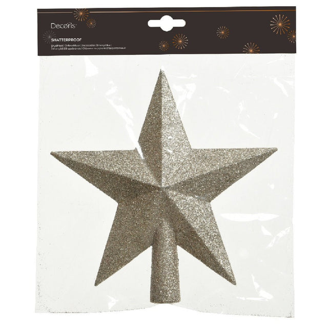 Decoris Glitter Pearl Star Tree Topper 19cm - XMAS HANGING DECOS - Beattys of Loughrea
