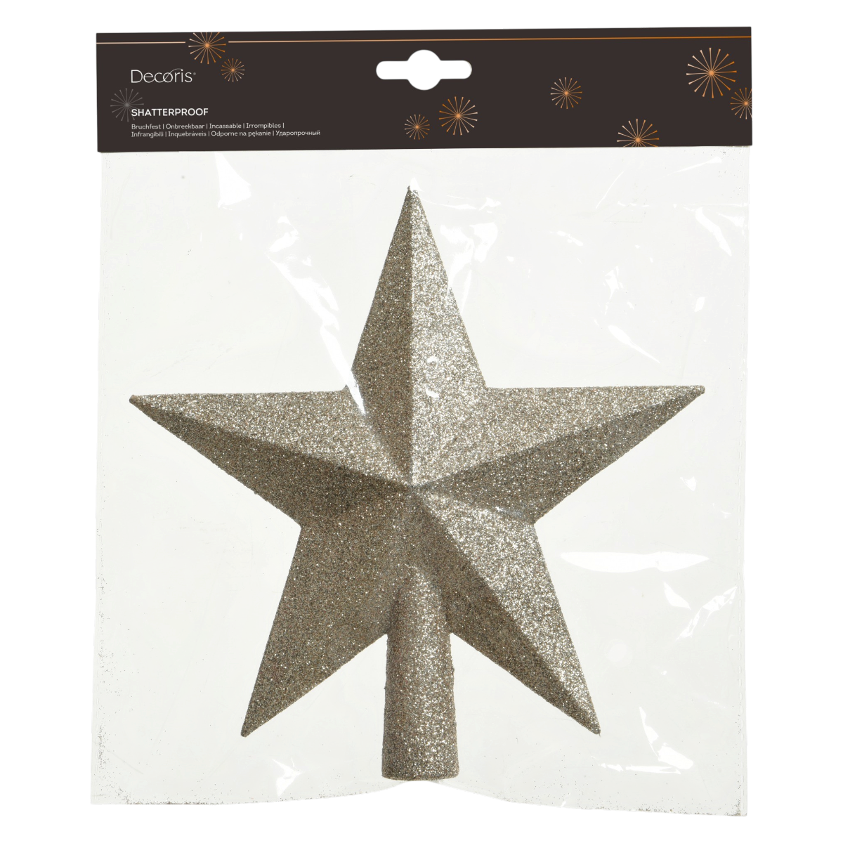 Decoris Glitzer Gold Perlenstern Christbaumspitze