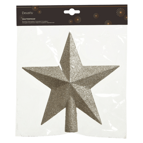 Decoris Glitter Gold Pearl Star Tree Topper - XMAS HANGING DECOS - Beattys of Loughrea
