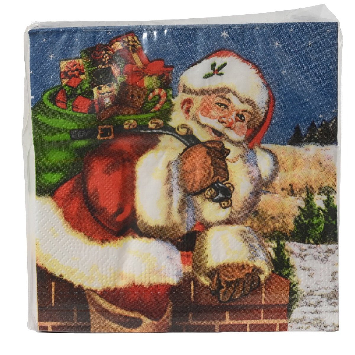 Decoris Santa on Chimney Paper Napkins 33 x 33cm - XMAS ACCESSORIES - Beattys of Loughrea