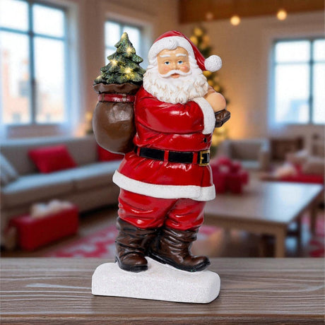 Lumineo Micro LED Santa with Sack Battery Operated Indoor 30cm - XMAS ROOM DECORATION LARGE AND LIGHT UP - Beattys of Loughrea