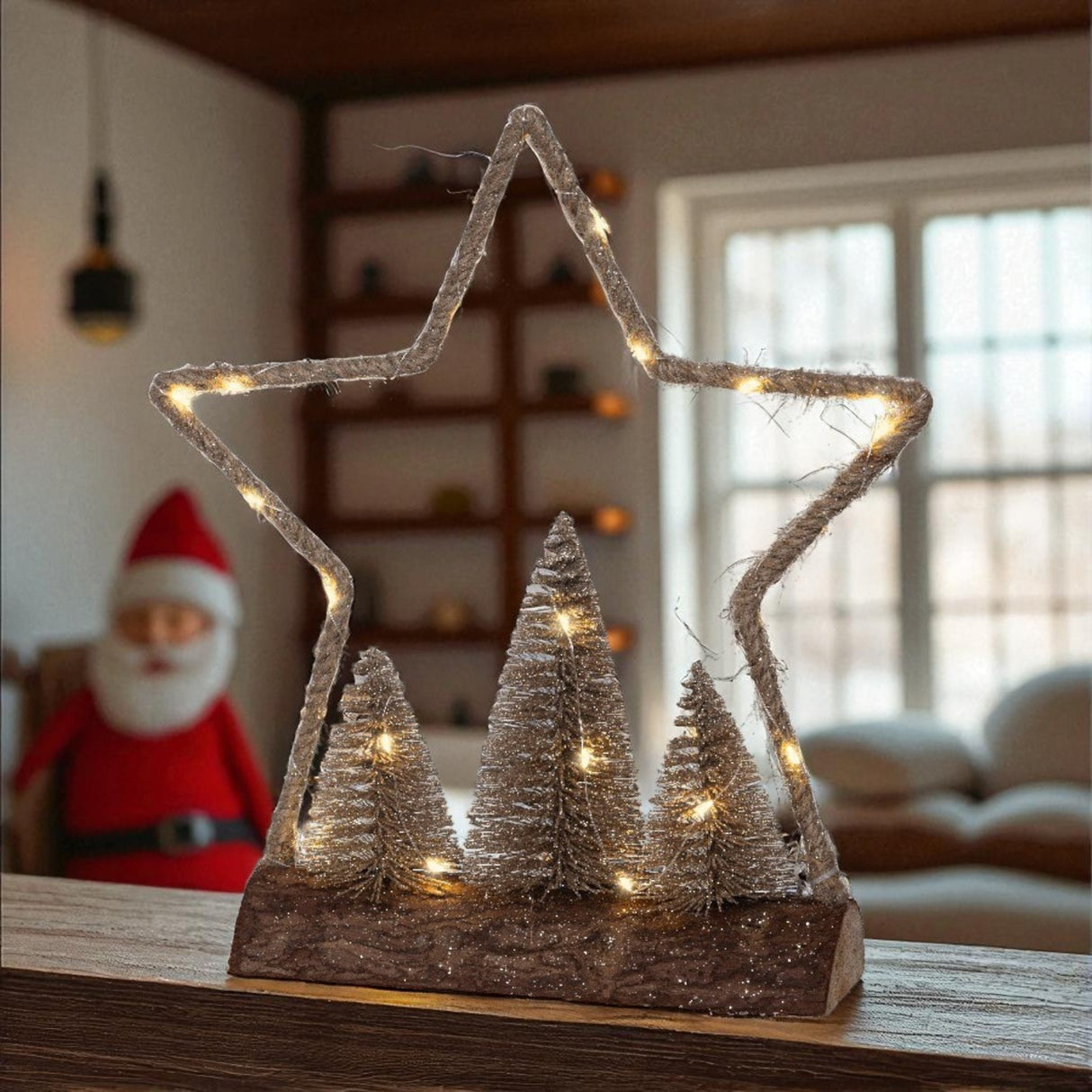 Lumineo Micro LED Star and Trees Decoration Battery Operated 32cm - XMAS ROOM DECORATION LARGE AND LIGHT UP - Beattys of Loughrea