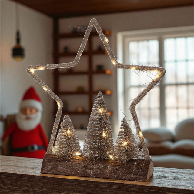 Lumineo Micro LED Star and Trees Decoration Battery Operated 32cm - XMAS ROOM DECORATION LARGE AND LIGHT UP - Beattys of Loughrea