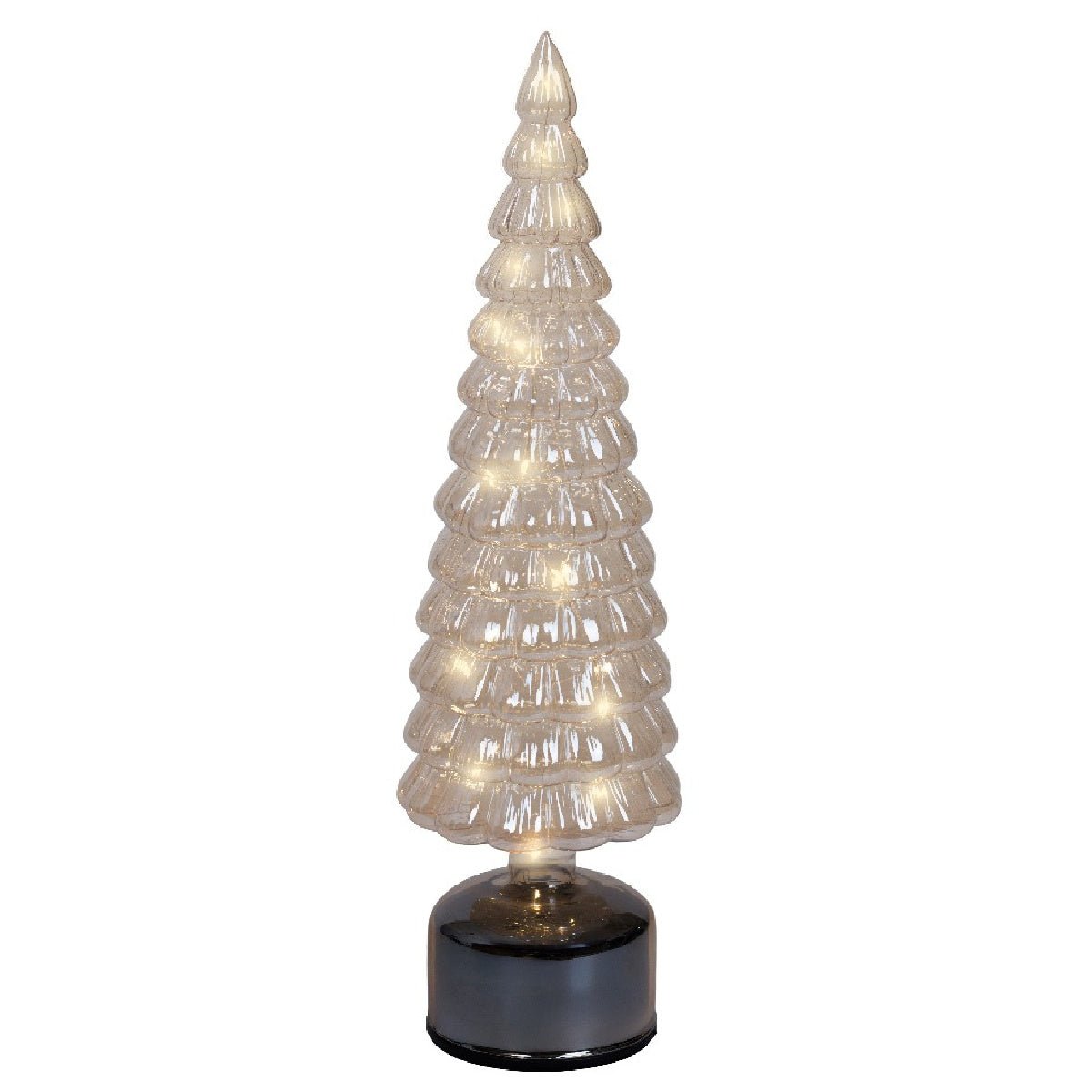 Lumineo Micro LED Rotating Glass Tree Battery Operated Amber & Warm White 39cm - XMAS TREE SMALL - Beattys of Loughrea