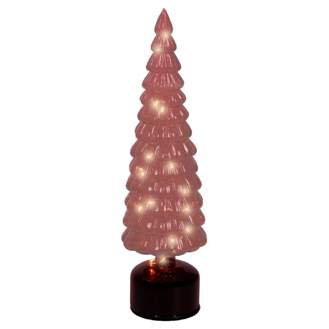 Lumineo Micro LED Rotating Glass Tree Battery Operated Red & Warm White 39cm - XMAS TREE SMALL - Beattys of Loughrea