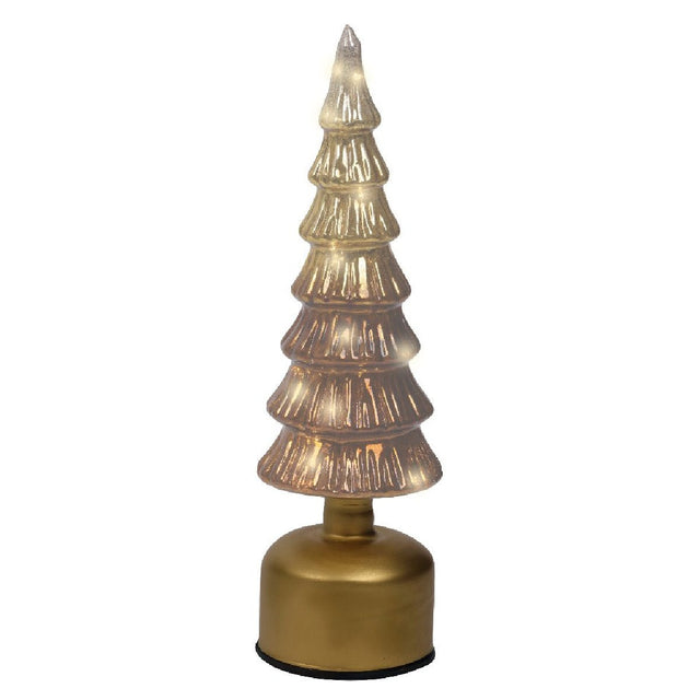 Lumineo Micro LED Rotating Glass Tree Battery Operated Brown & Warm White 33cm - XMAS TREE SMALL - Beattys of Loughrea