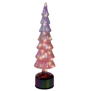Lumineo Micro LED Rotating Glass Tree Battery Operated Pink & Warm White 39cm - XMAS TREE SMALL - Beattys of Loughrea