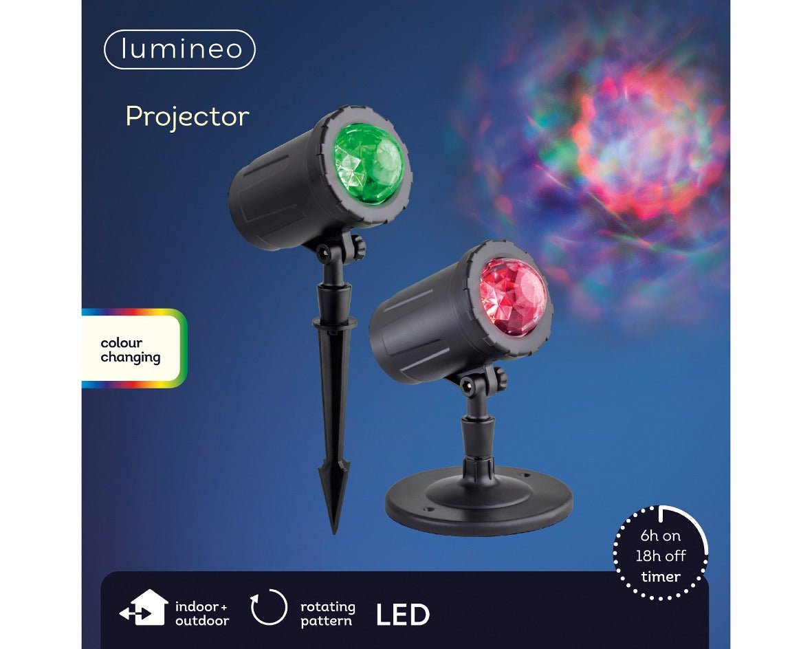Lumineo Colour Changing LED Projector with Rotating Effect Outdoor - XMAS LASER LIGHTS/PROJECTORS - Beattys of Loughrea