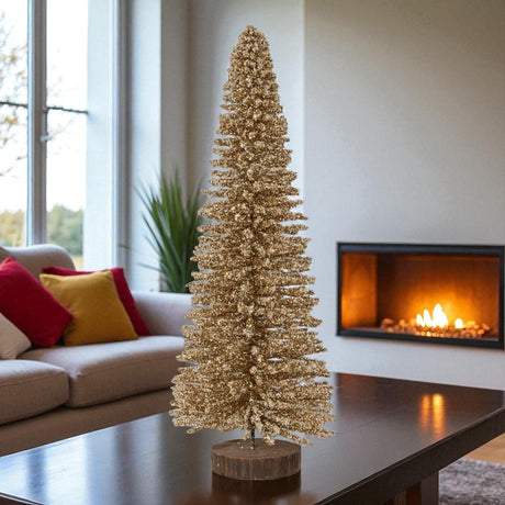 Bamboo Gold Glitter Tree on Base 60cm - XMAS TREE SMALL - Beattys of Loughrea