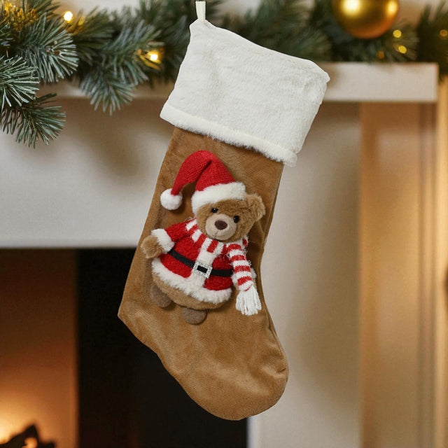 Christmas Stocking Bear in Santa Suit 56cm - XMAS SOFT DECOS - Beattys of Loughrea