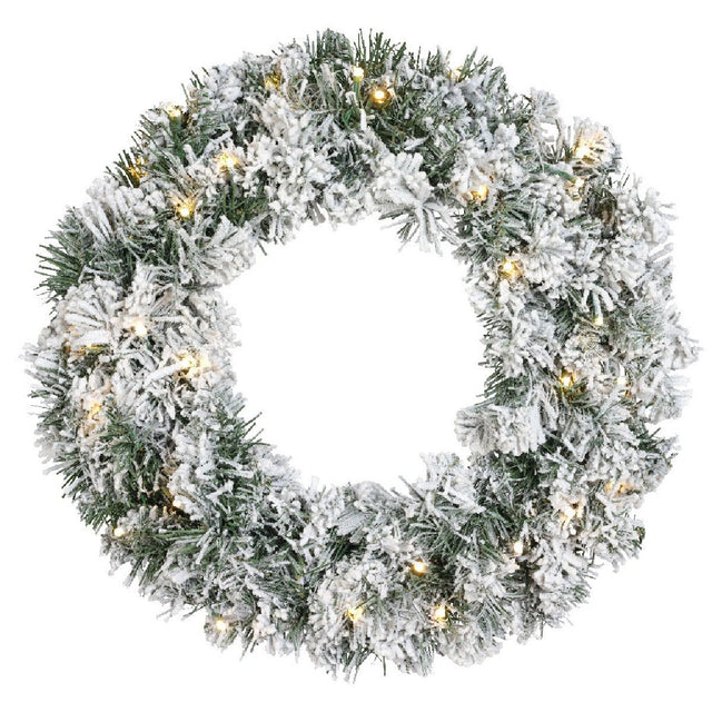 Everlands Imperial Wreath Snowy 40 LED Battery Operated 50cm - XMAS WREATHS - Beattys of Loughrea