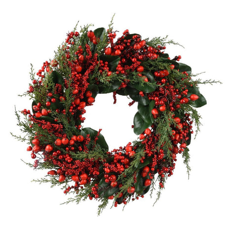 Everlands Big Berry Wreath Red Berries Indoor 60cm - XMAS WREATHS - Beattys of Loughrea