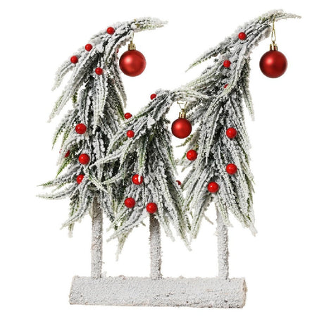 Everlands Mini Snowy Trees Centrepiece with Red Baubles Indoor 40cm - XMAS TREE SMALL - Beattys of Loughrea