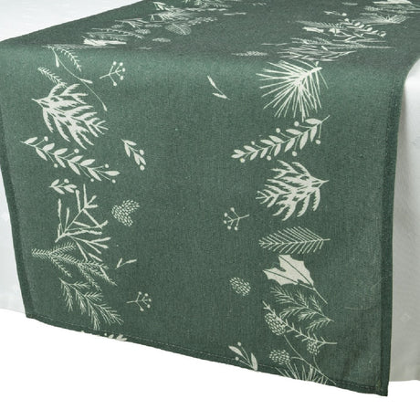 Decoris Green Plant Pattern Christmas Table Runner 140 x 40cm - APRON/GLOVE/TEXTILE - Beattys of Loughrea