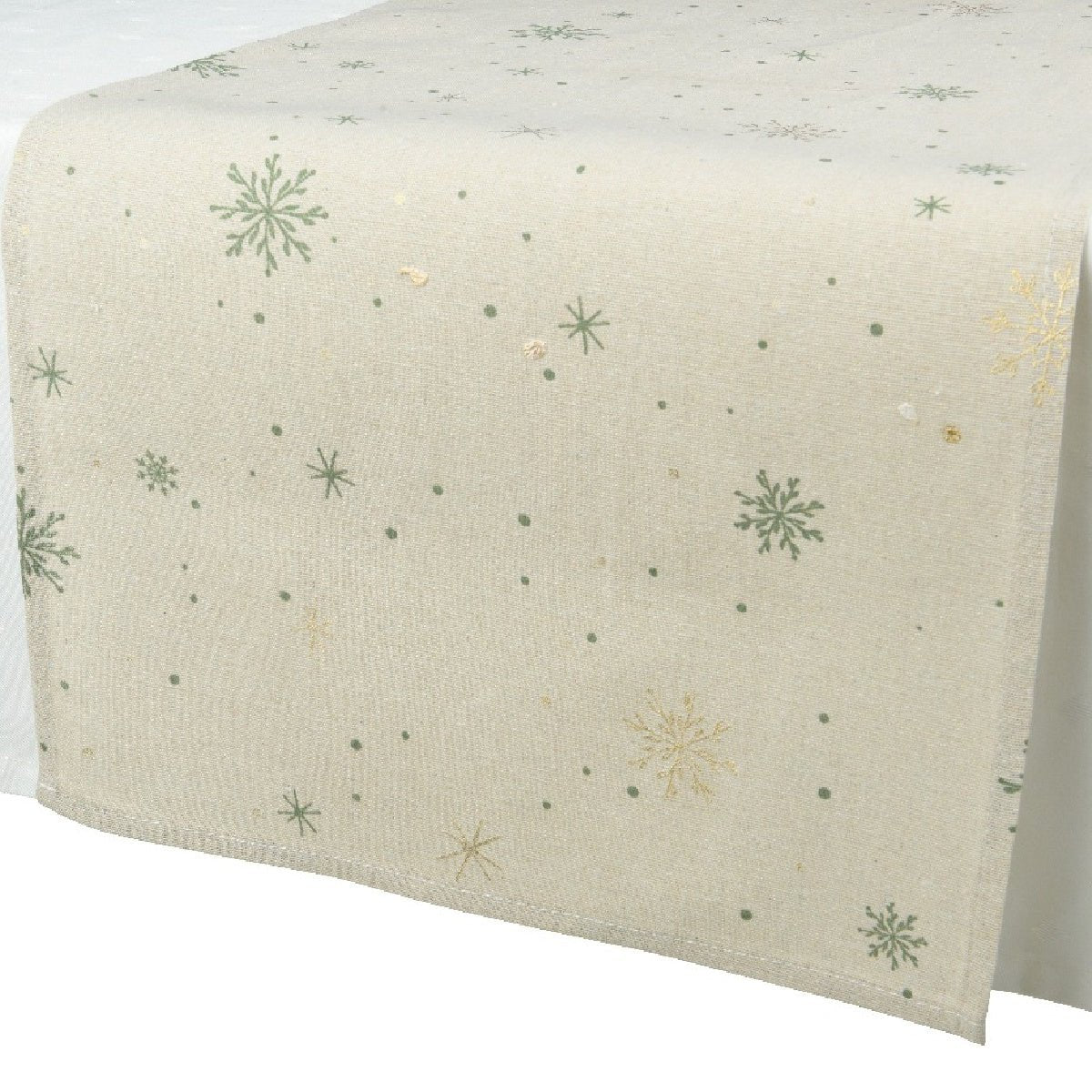 Decoris Natural Snowflake Pattern Christmas Table Runner 140 x 40cm - APRON/GLOVE/TEXTILE - Beattys of Loughrea