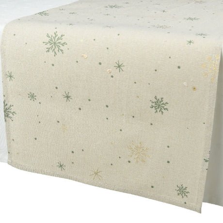 Decoris Natural Snowflake Pattern Christmas Table Runner 140 x 40cm - APRON/GLOVE/TEXTILE - Beattys of Loughrea