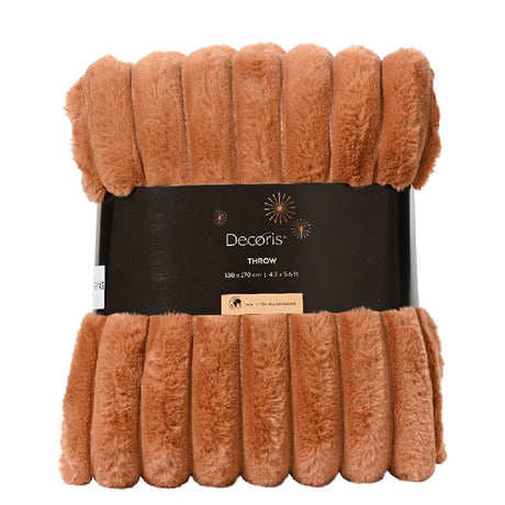 Decoris Throw Polyester Irregular Stripe Orange 170 x 130cm - THROWS/BLANKETS - Beattys of Loughrea