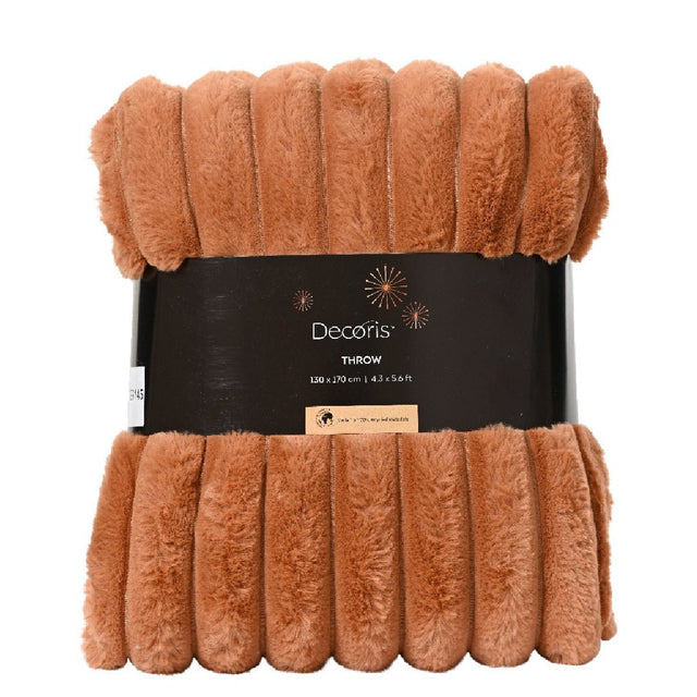 Decoris Throw Polyester Irregular Stripe Orange 170 x 130cm - THROWS/BLANKETS - Beattys of Loughrea