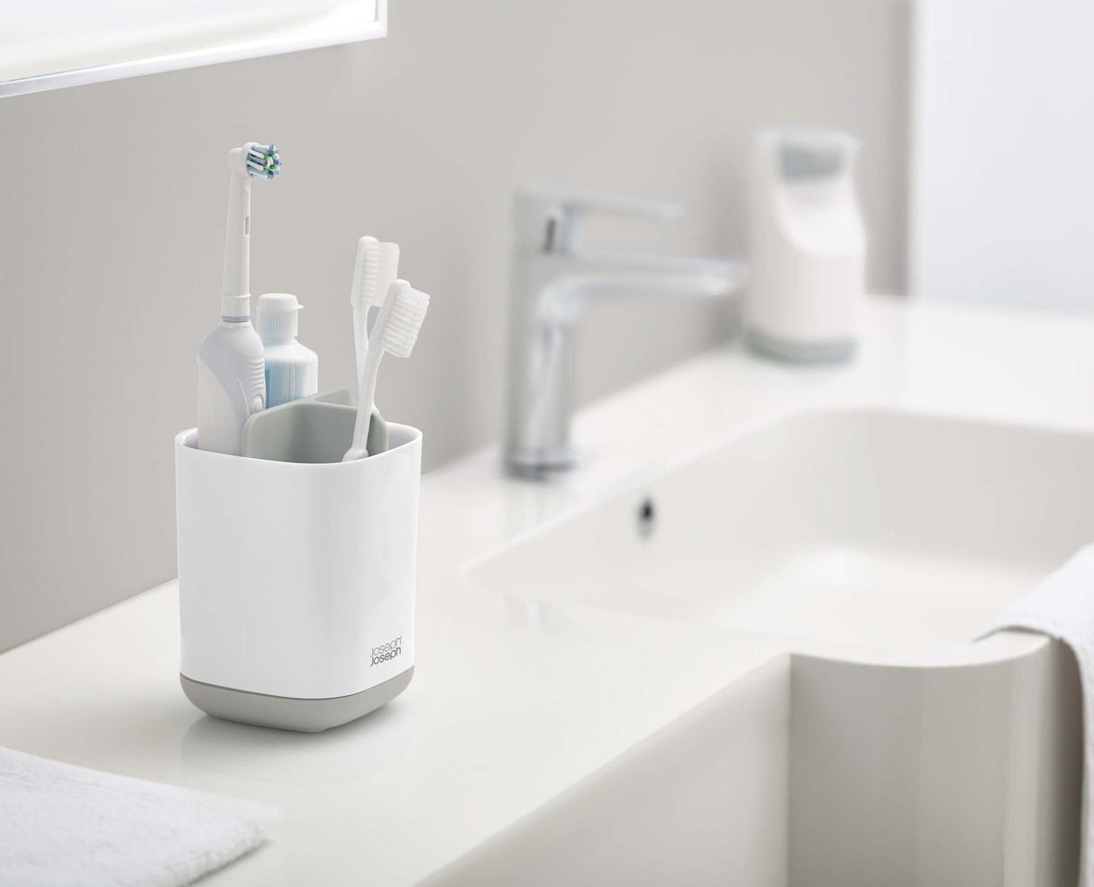 Joseph Joseph EasyStore™ Light Grey Toothbrush Holder - BATHROOM T/BRUSH, CADDY, TOWEL RAIL & HOLDERS ACCESSORI - Beattys of Loughrea