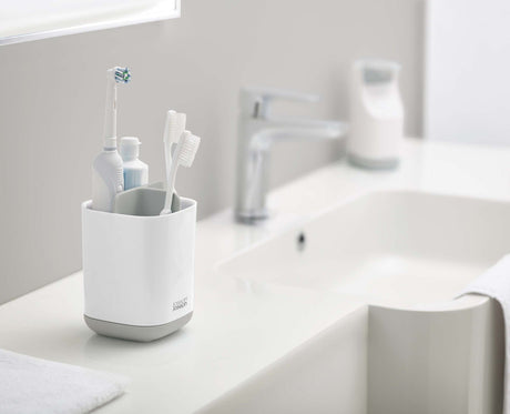 Joseph Joseph EasyStore™ Light Grey Toothbrush Holder - BATHROOM T/BRUSH, CADDY, TOWEL RAIL & HOLDERS ACCESSORI - Beattys of Loughrea