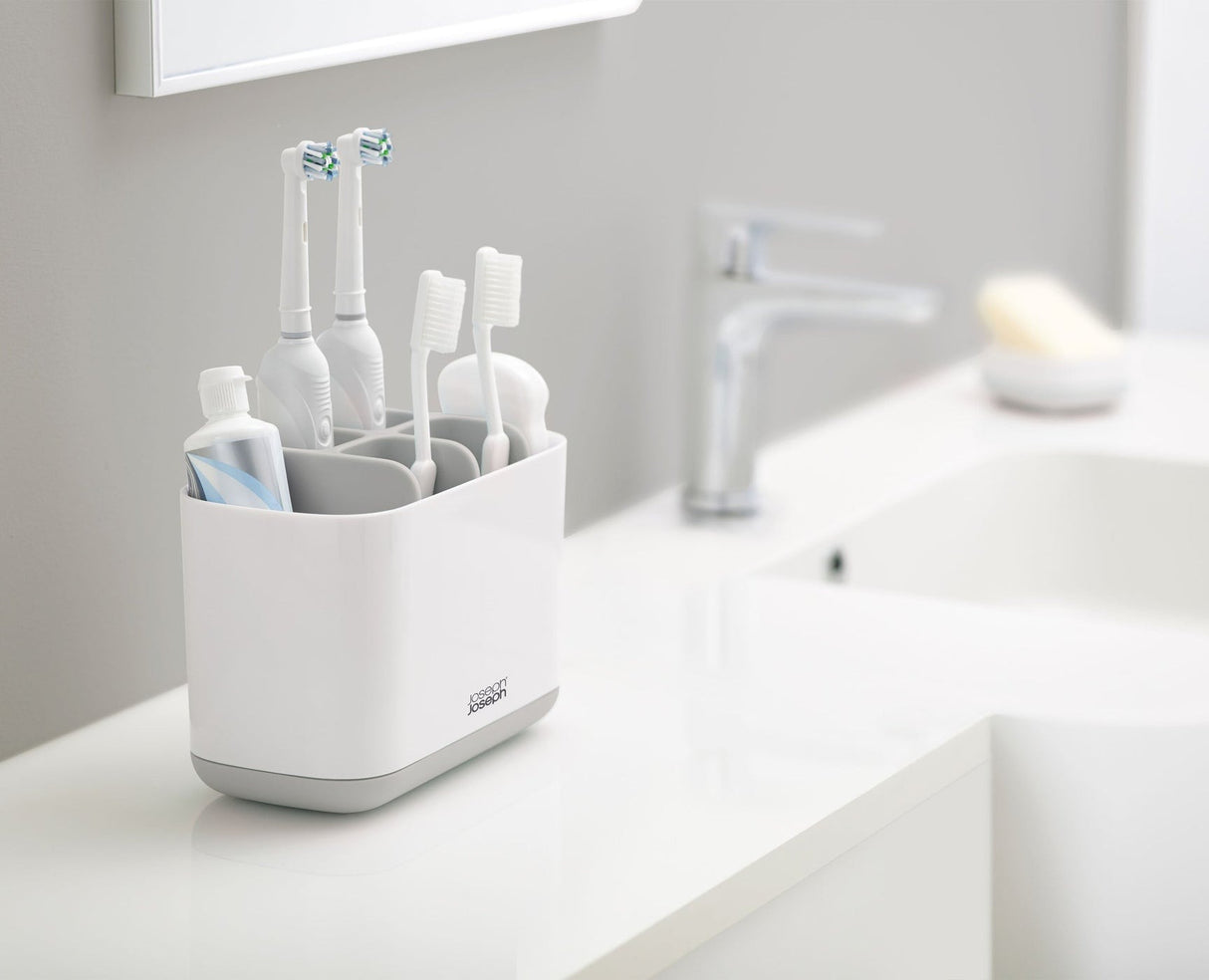 Joseph Joseph EasyStore™ Large Light Grey Toothbrush Holder - BATHROOM T/BRUSH, CADDY, TOWEL RAIL & HOLDERS ACCESSORI - Beattys of Loughrea