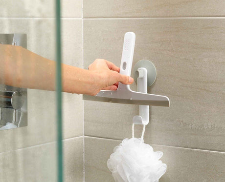 Joseph Joseph EasyStore™ Light Grey Shower Squeegee with Storage Hook - CLEANING - DUSTER / WINDOW ACCS - Beattys of Loughrea