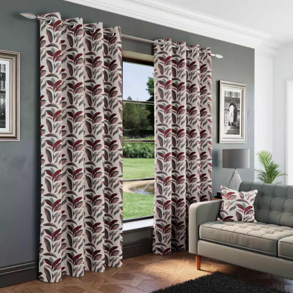 Madrid Red Lined Curtains – 90 × 90 (229 × 229 cm)