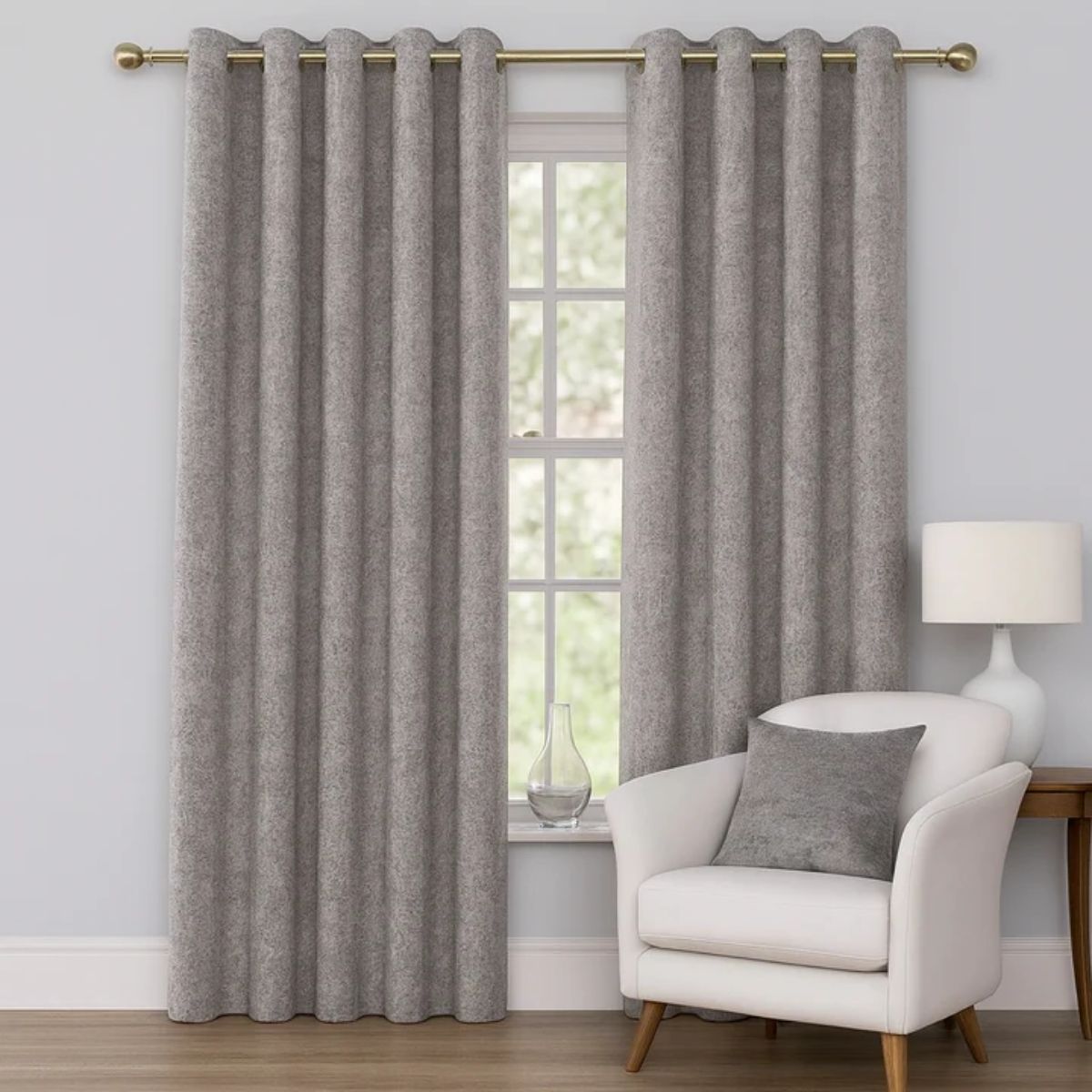 Fiesta Silver Eyelet Curtains (90" x 90") - CURTAINS - READY MADE - Beattys of Loughrea