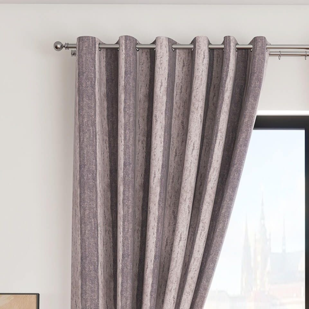 Toulon Graphite Eyelet Curtains – 90 × 90 (229 × 229 cm)