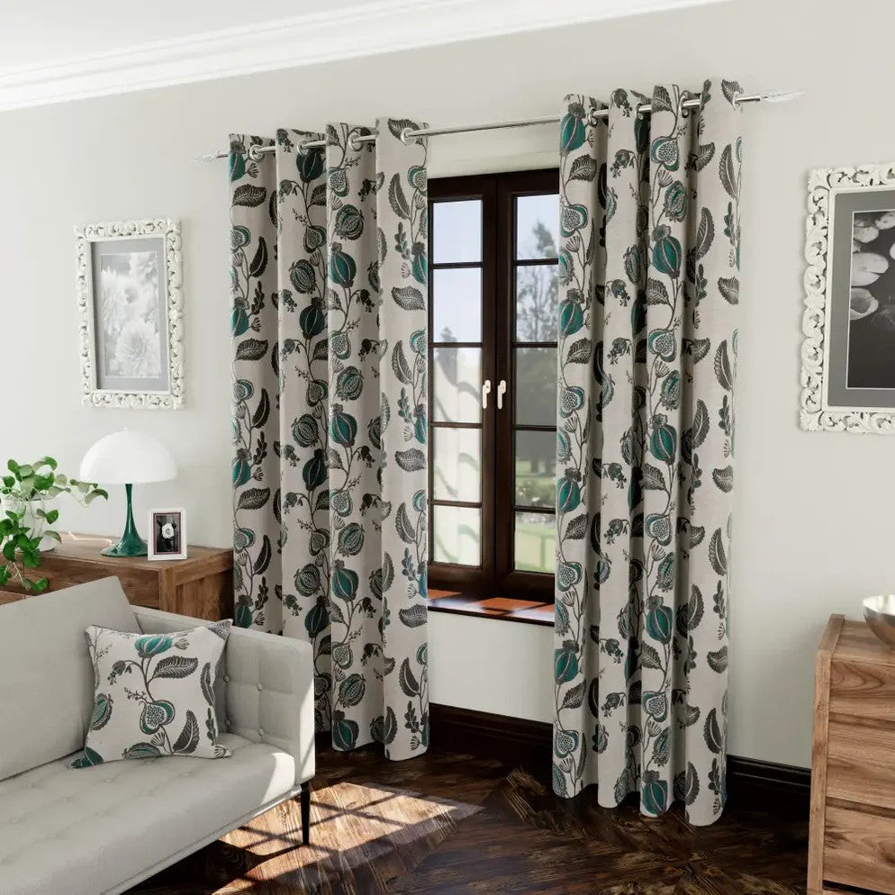 E.A. Designs Petal Marine Interlined Eyelet Curtains – 90" x 72"