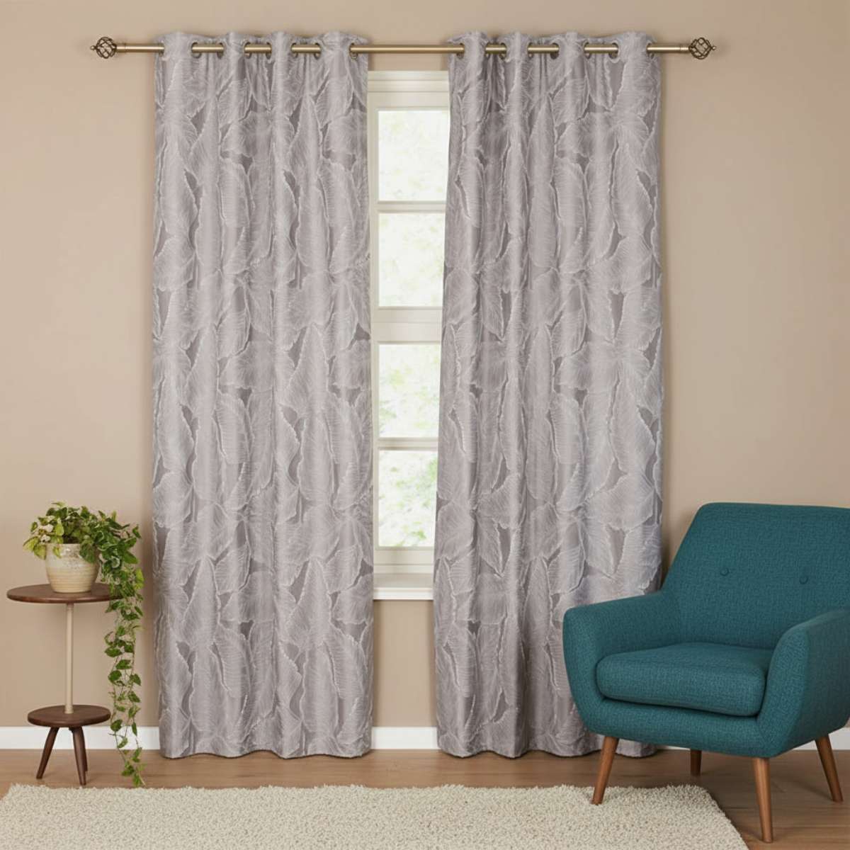 Alsace Silver Eyelet Curtains – E.A. Designs (90" x 90")
