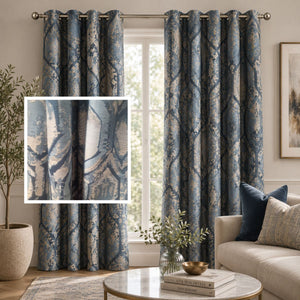 EA Designs Evora Blue Polar Fleece Curtains (66" x 90") - CURTAINS - READY MADE - Beattys of Loughrea
