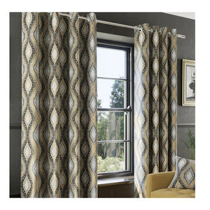 Inca Ochre Eyelet Curtains – E.A. Design (90" x 90") - CURTAINS - READY MADE - Beattys of Loughrea