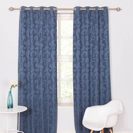 Rochelle Navy Eyelet Curtains – 90 × 90 (229 × 229 cm)