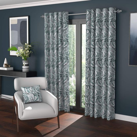 Faro Mint Polar Fleece Lined Eyelet Curtains – 90 × 90 (229 × 229 cm) - CURTAINS - READY MADE - Beattys of Loughrea