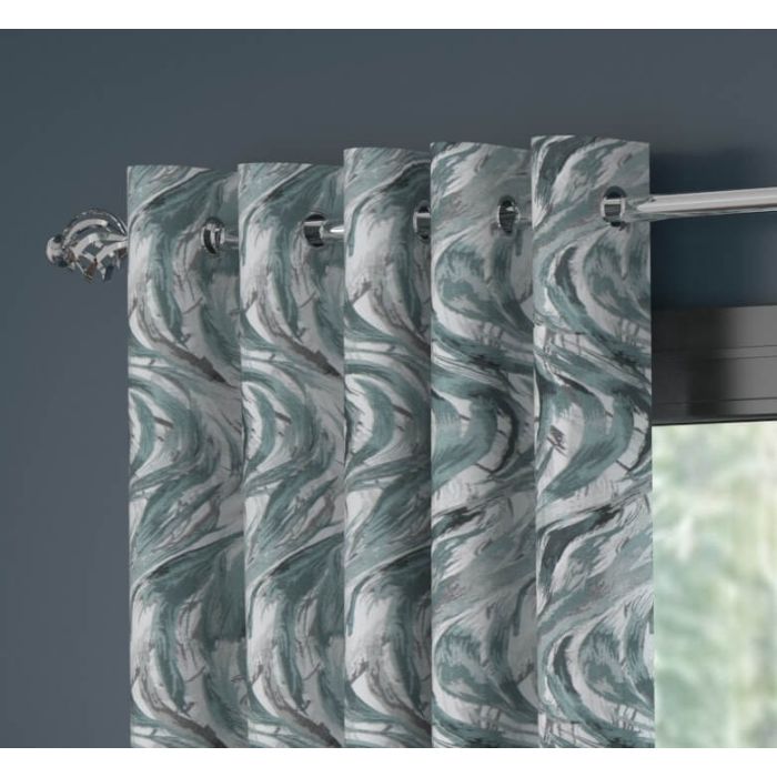 Faro Mint Polar Fleece Lined Eyelet Curtains – 90 × 90 (229 × 229 cm) - CURTAINS - READY MADE - Beattys of Loughrea