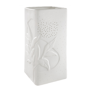 White Porcelain Leaf Rectangular Cut - out Lamp 28cm - TABLE/BEDSIDE LAMPS - Beattys of Loughrea