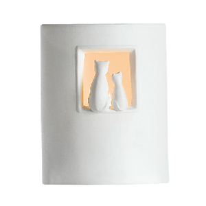 White Porcelain Cat Cut - out Cylindrical Lamp 22cm - TABLE/BEDSIDE LAMPS - Beattys of Loughrea