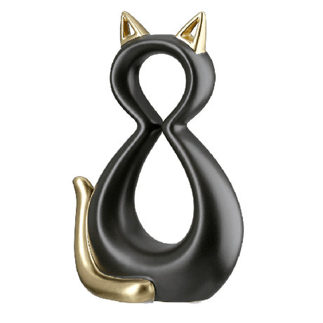 Ceramic Black Golden Cat 17cm - ORNAMENTS - Beattys of Loughrea