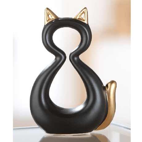 Ceramic Black Golden Cat 17cm - ORNAMENTS - Beattys of Loughrea