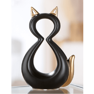 Ceramic Black Golden Cat 22cm - ORNAMENTS - Beattys of Loughrea