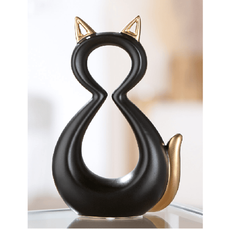 Ceramic Black Golden Cat 22cm - ORNAMENTS - Beattys of Loughrea