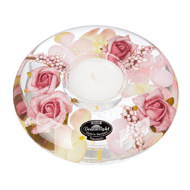 Flower Inlay Palace Garden Glass Tealight Holder 12cm - CANDLE HOLDERS / Lanterns - Beattys of Loughrea