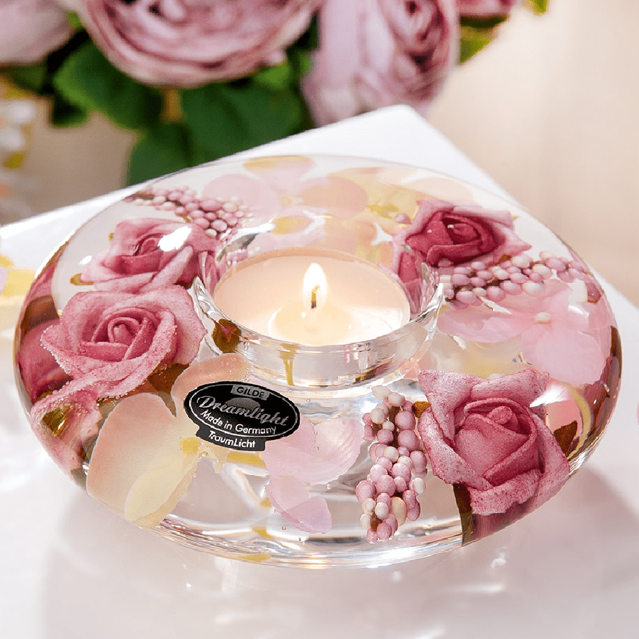 Flower Inlay Palace Garden Glass Tealight Holder 12cm - CANDLE HOLDERS / Lanterns - Beattys of Loughrea