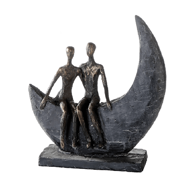 Moon and Couple Sculpture 23cm - ORNAMENTS - Beattys of Loughrea